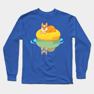 Corgi in the pool Long Sleeve T-Shirt